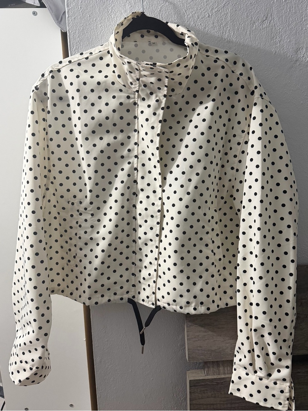 Polka Dot Bomber Jacket in Cream and Black
